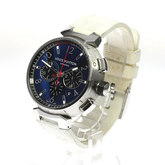 LOUIS VUITTON Tambour Q102V Chronograph blue Dial Automatic Men's Watch - Picture 1 of 12